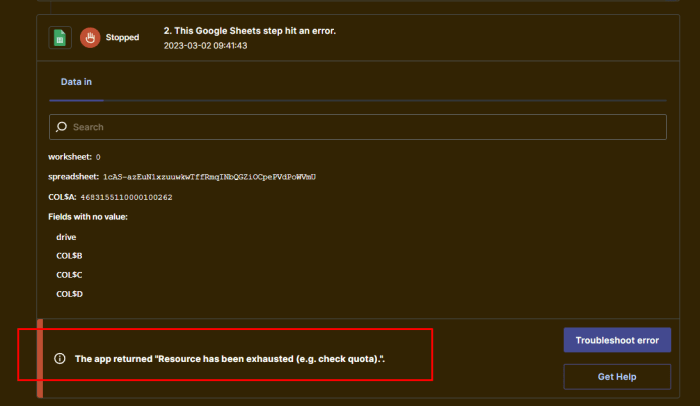 Exhausted resource been has